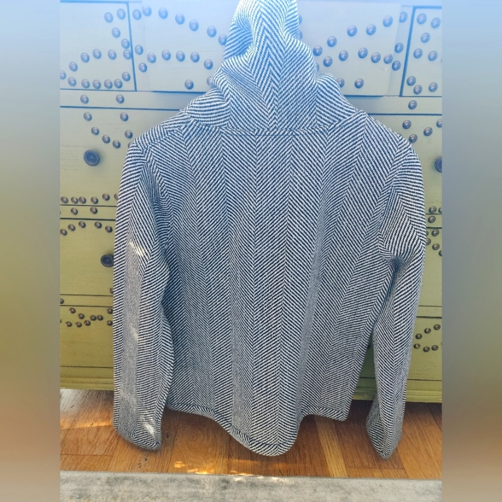 J. Crew Black and White Herringbone Cowl Neck Top - Picture 2 of 3